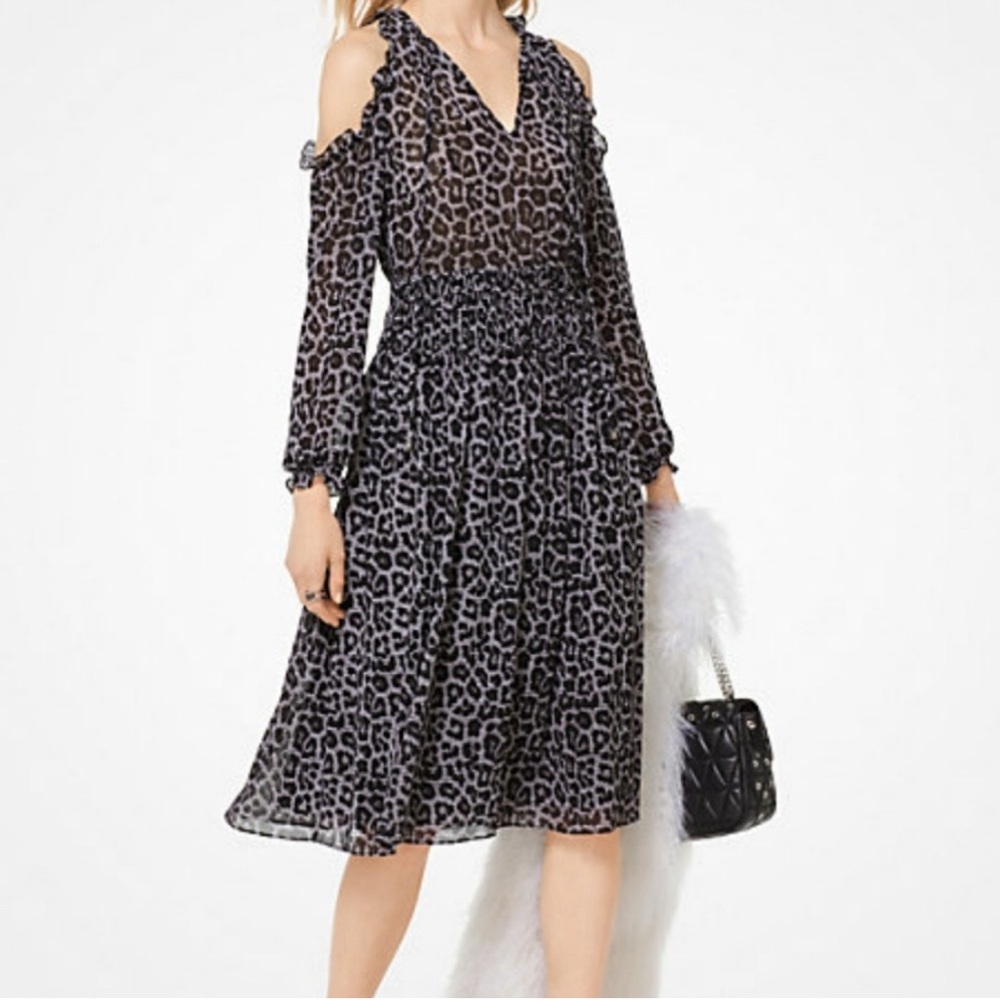 Micheal Kors Georgette Fabric Animal Print Dress Size Medium NEW
